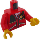 LEGO Rosso Minifigure Busto Giacca con Zippered Pockets con Spazio logo su Nero (73403 / 76382)