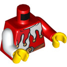 LEGO Rood Minifigure Torso Jester, Wit Motley met Riem en Neck Tassels (76382 / 88585)