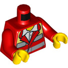 LEGO rot Minifigure Torso Paramedic's Jacket mit Grey Streifen, over Weiß Collared Shirt (973 / 76382)