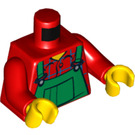 LEGO rouge Minifigure Torse avec Green Overalls Bib over Plaid Shirt (973 / 76382)