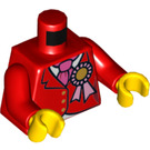 LEGO Rood Minifigure Torso met Rood Riding Jacket, Pink Necktie en Rosette (973 / 76382)