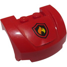 LEGO Red Mudgard Bonnet 3 x 4 x 1.3 Curved with Flame, 'Fire' Logo Sticker (98835)