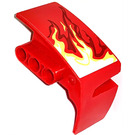 LEGO Red Mudguard Panel 3 Left with Yellow Flames Sticker (61071)