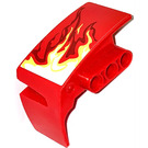 LEGO Red Mudguard Panel 3 Right with Yellow Flames Sticker (61070)