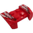 LEGO Red Mudguard Plate 2 x 4 with Overhanging Headlights with Yubihama Sponsor Sticker (44674)