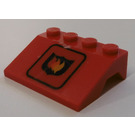 LEGO rot Kotflügel Steigung 3 x 4 mit Feuer Logo Aufkleber (Groß) (2513)