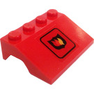LEGO rouge Garde-boue Pente 3 x 4 avec Feu logo Autocollant (Moyen) (2513)