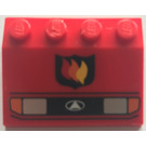 LEGO Rood Spatbord Helling 3 x 4 met Headlights en Brand logo (2513)