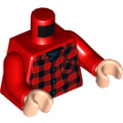 LEGO Rød Owen Grady med Rød Plaid Skjorte Minifigur Overkropp (973 / 76382)