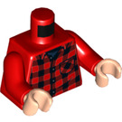LEGO Rood Owen Grady met Rood Plaid Shirt Minifig Torso (973 / 76382)