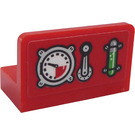 LEGO Red Panel 1 x 2 x 1 with Crank and Gauges Sticker with Rounded Corners (4865)