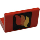 LEGO Red Panel 1 x 2 x 1 with Flame with Square Corners (4865)