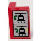 LEGO Red Panel 1 x 2 x 1 with Helicopter Hook Arm Instructions Sticker with Square Corners (4865)