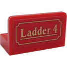 LEGO Rood Paneel 1 x 2 x 1 met 'Ladder 4' Sticker met afgeronde hoeken (4865)