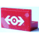 LEGO Red Panel 1 x 2 x 1 with White Railway Logo Sticker with Square Corners (4865)