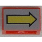 LEGO Red Panel 1 x 2 x 1 with Yellow Arrow Right Sticker with Square Corners (4865)