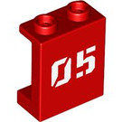 LEGO Rood Paneel 1 x 2 x 2 met '05' met zijsteunen, holle noppen (6268 / 105767)
