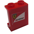LEGO Red Panel 1 x 2 x 2 with Scuderia Ferrari Sticker with Side Supports, Hollow Studs (6268)