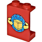 LEGO Rood Paneel 1 x 2 x 2 met Transport Planet, Arrows, en Doos zonder zijsteunen, volle noppen (4864)