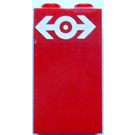 LEGO Red Panel 1 x 2 x 3 with Train Logo Sticker without Side Supports, Solid Studs (2362)