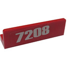 LEGO Red Panel 1 x 4 with Rounded Corners with '7208' Sticker (15207 / 30413)