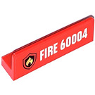 LEGO Red Panel 1 x 4 with Rounded Corners with Fire Logo and 'FIRE 60004' Left Sticker (15207)