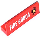 LEGO Red Panel 1 x 4 with Rounded Corners with Fire Logo and 'FIRE 60004' Right Sticker (15207)