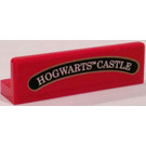 LEGO Red Panel 1 x 4 with Rounded Corners with Hogwart's Castle Sticker (15207)
