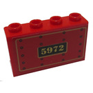 LEGO Rood Paneel 1 x 4 x 2 met 5972 met gold outline Sticker (14718)