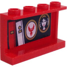 LEGO Red Panel 1 x 4 x 2 with Bookshelf and Photograph Sticker (14718)