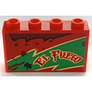 LEGO Red Panel 1 x 4 x 2 with El Fuego on green Arrow left Sticker (14718)