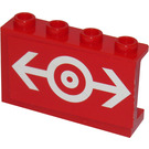 LEGO rouge Panneau 1 x 4 x 2 avec blanc Train logo Autocollant (14718)