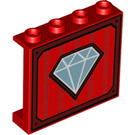 LEGO Rosso Pannello 1 x 4 x 3 con Diamante con supporti laterali, bottoncini cavi (35323 / 45986)