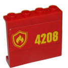 LEGO rouge Panneau 1 x 4 x 3 avec Feu logo et "4208" (Droite) Autocollant avec supports latéraux, tenons creux (60581)