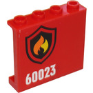 LEGO Rood Paneel 1 x 4 x 3 met Brand logo en "60023" (Links) Sticker met zijsteunen, holle noppen (60581)