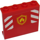 LEGO rouge Panneau 1 x 4 x 3 avec Feu logo Autocollant avec supports latéraux, tenons creux (60581)