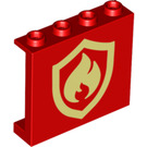 LEGO Rood Paneel 1 x 4 x 3 met Brand logo met zijsteunen, holle noppen (35323 / 73902)