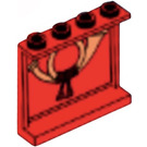LEGO Red Panel 1 x 4 x 3 with Gold Mail Horn Sticker with Side Supports, Hollow Studs (35323)