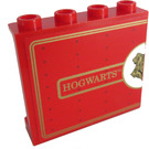 LEGO Rood Paneel 1 x 4 x 3 met "HOGWARTS" Sticker met zijsteunen, holle noppen (60581)