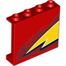 LEGO rouge Panneau 1 x 4 x 3 avec Lightning McQueen La gauche Jaune flash Fin avec supports latéraux, tenons creux (34230 / 60581)