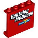 LEGO Red Panel 1 x 4 x 3 with 'Lightning McQueen' Piston Cup with Side Supports, Hollow Studs (33899 / 60581)