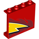 LEGO rouge Panneau 1 x 4 x 3 avec Lightning McQueen Jaune flash Fin avec supports latéraux, tenons creux (33890 / 60581)