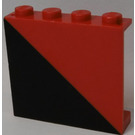 LEGO Rød Panel 1 x 4 x 3 med Lower-Venstre Sort Trekant uden sidestøtter, faste knops (4215)