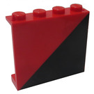 LEGO Rood Paneel 1 x 4 x 3 met Lower-Rechtsaf Zwart Triangle zonder zijsteunen, volle noppen (4215)