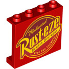 LEGO rouge Panneau 1 x 4 x 3 avec 'Rust-eze' avec supports latéraux, tenons creux (32904 / 60581)