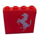LEGO Rood Paneel 1 x 4 x 3 met Zilver Ferrari Paard Links Kant Sticker zonder zijsteunen, holle noppen (4215)