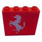 LEGO Rood Paneel 1 x 4 x 3 met Zilver Ferrari Paard Rechtsaf Kant Sticker zonder zijsteunen, holle noppen (4215)