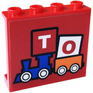 LEGO Red Panel 1 x 4 x 3 with TO on Toy Train Sticker with Side Supports, Hollow Studs (35323)