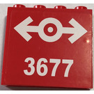 LEGO Rood Paneel 1 x 4 x 3 met Wit Trein logo, '3677' Sticker met zijsteunen, holle noppen (60581)
