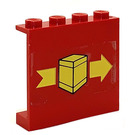 LEGO rouge Panneau 1 x 4 x 3 avec Jaune Boîte et La Flèche Model Droite Côté Autocollant sans supports latéraux, tenons pleins (4215)